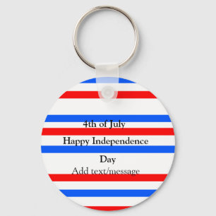 Red blue stripes independence day 4th of July Key Ring