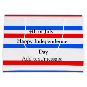 Red blue stripes independence day 4th of July  Large Gift Bag