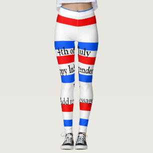 Red blue stripes independence day 4th of July  Leggings