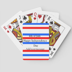 Red blue stripes independence day 4th of July Playing Cards