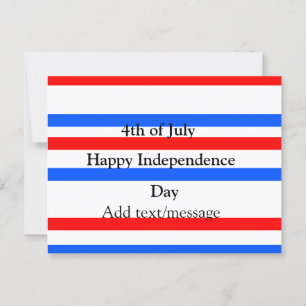 Red blue stripes independence day 4th of July Postcard