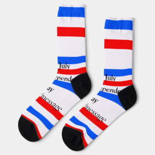 Red blue stripes independence day 4th of July  Socks