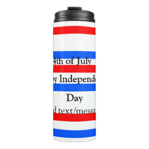 Red blue stripes independence day 4th of July  Thermal Tumbler