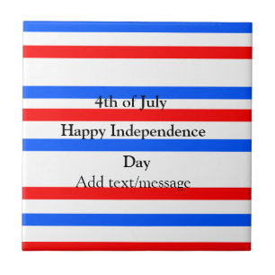 Red blue stripes independence day 4th of July Tile