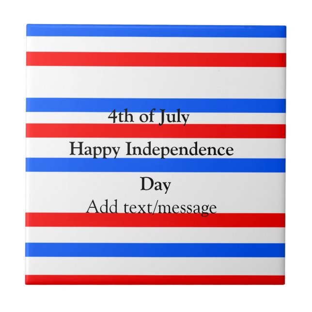 Red blue stripes independence day 4th of July  Tile (Front)