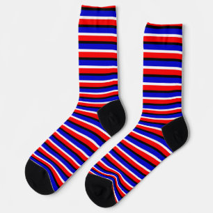 Red Blue Stripes Pattern Design Socks