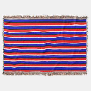 Red Blue Stripes Pattern Design Throw Blanket