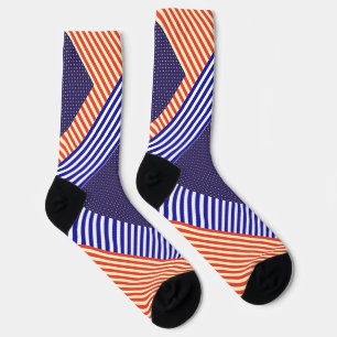Red Blue Stripes Patterns Socks
