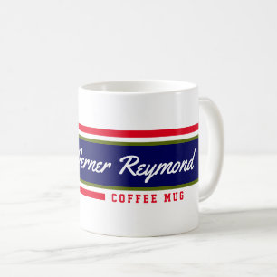 red&blue stripes with his name coffee-mug coffee mug
