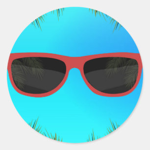 Red Blue Summer Shades Sunglasses Beach Pool Party Classic Round Sticker