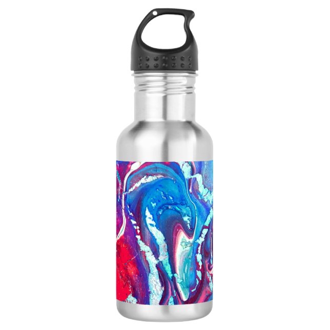 Red Blue Swirl Water Bottle (Front)
