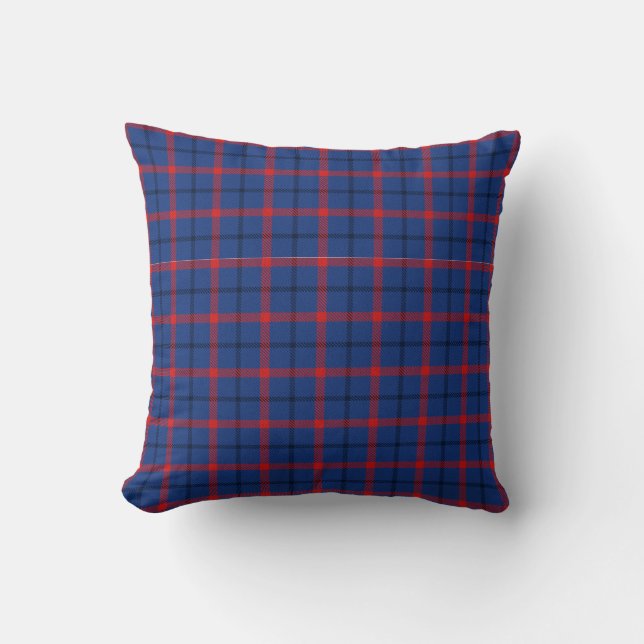Red blue tartan plaid chequered country villa cushion (Front)