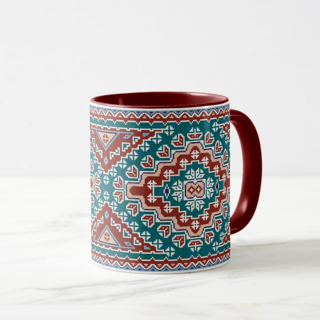 Red Blue Teal Native American Indians Navajo Mug (Front Right)