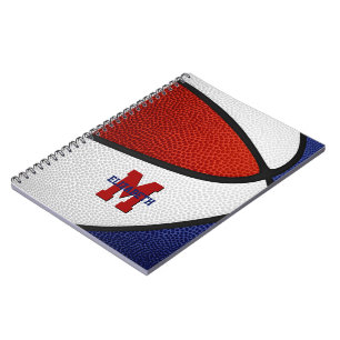 red blue team colours girls boys basketball notebook