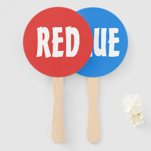 Red Blue Team Game Paddle Sign Hand Fan