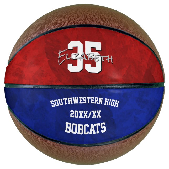 Red blue team name ballers end of season gifts  basketball (Front)