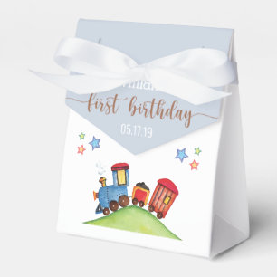 Red Blue Train 1st Birthday Party Thank You Favour Box
