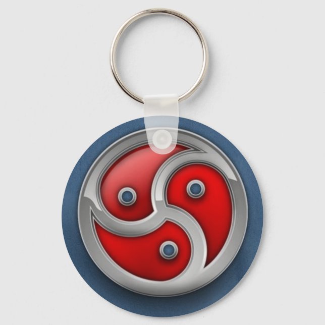 red blue triskellion key ring (Front)