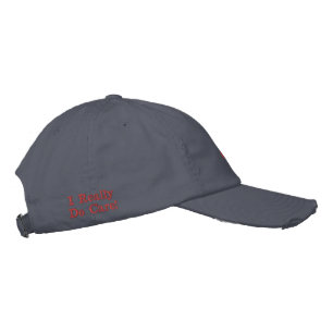 Red & Blue USA 'I really do Care ' Distressed Embroidered Hat