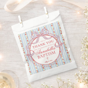 Red & Blue Vintage Fancy Floral Baptism Dessert Favour Bags