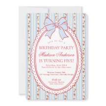 Red & Blue Vintage Fancy Floral Birthday Party