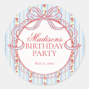 Red & Blue Vintage Fancy Floral Birthday Seal