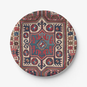 Red Blue Western Santa Fe Cowboy Ornate  Paper Plate