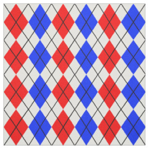 Red Blue White Argyle Diamond Pattern Design Fabric