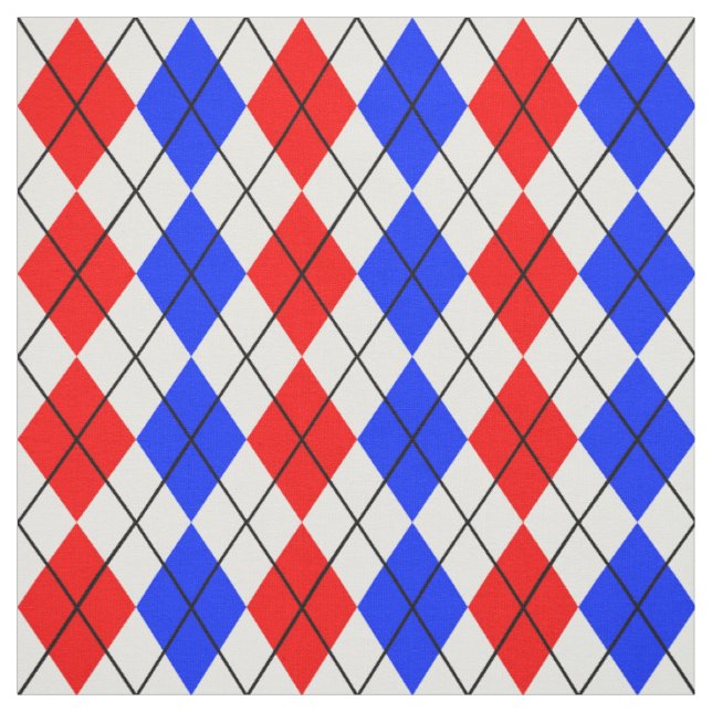 Red Blue White Argyle Diamond Pattern Design  Fabric (Swatch)