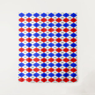 Red Blue White Argyle Diamond Pattern Design  Tapestry