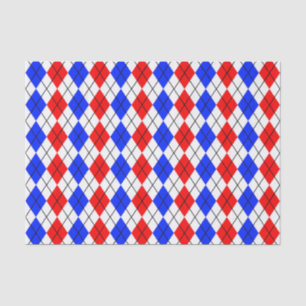 Red Blue White Argyle Diamond Pattern Design Tissue Paper