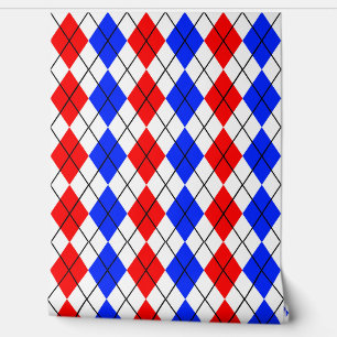 Red Blue White Argyle Diamond Pattern Design  Wallpaper