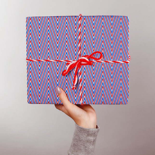 Red blue white Chevron Stripes - Trippy Abstract Wrapping Paper (Creator Uploaded)
