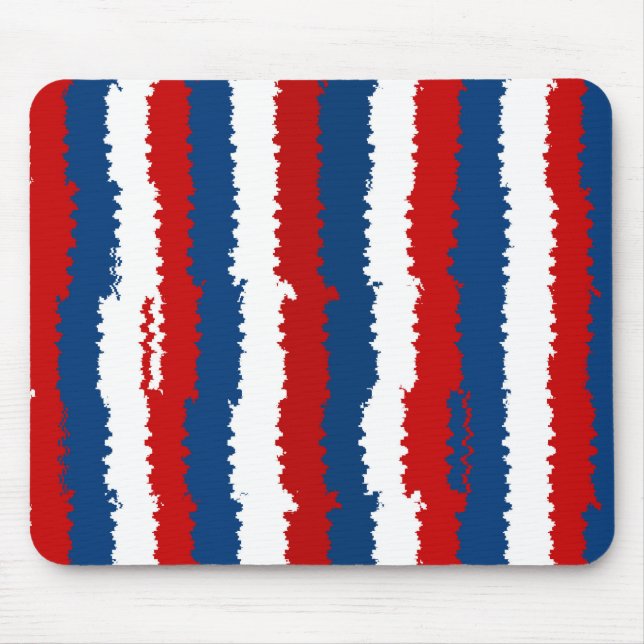 Red Blue White Cool Stripes Mouse Mat (Front)