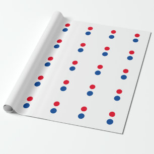 Red Blue White Custom Colours Polka Dots Patterns Wrapping Paper
