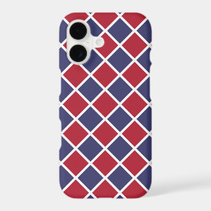 Red Blue White Harlequin Diamond Chequered Pattern