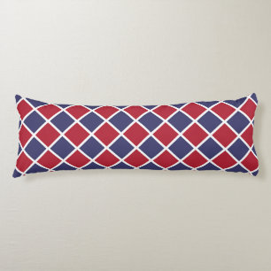 Red Blue White Harlequin Diamond Chequered Pattern Body Cushion
