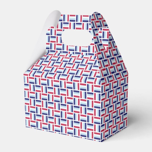 Red Blue White Modern Pattern Favour Box (Front Side)