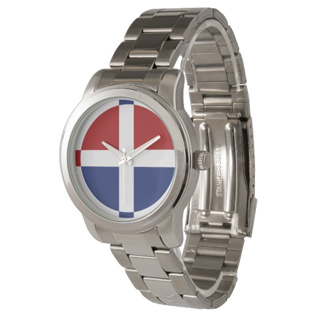 Red, Blue, & White Modest Cross Watch (Angled)
