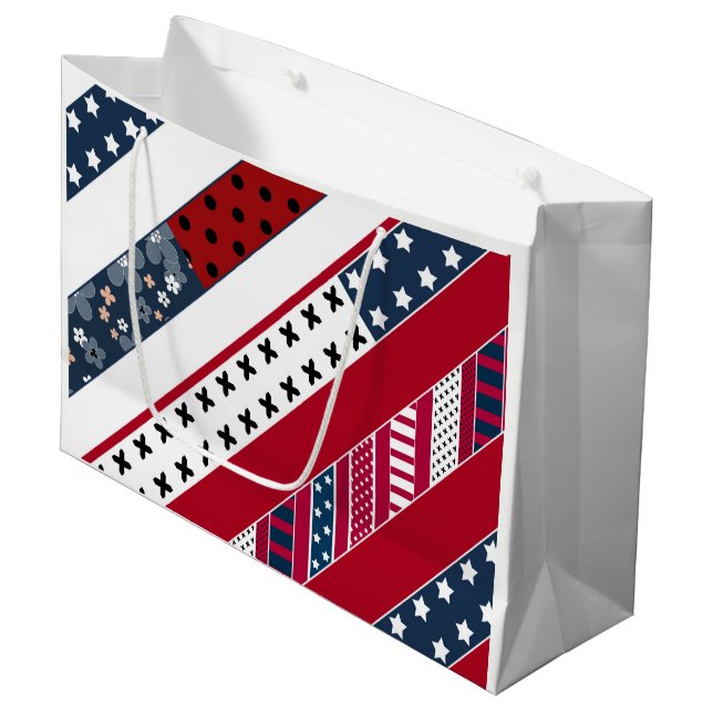 Red blue white national Patriotic background . Large Gift Bag (Front Angled)