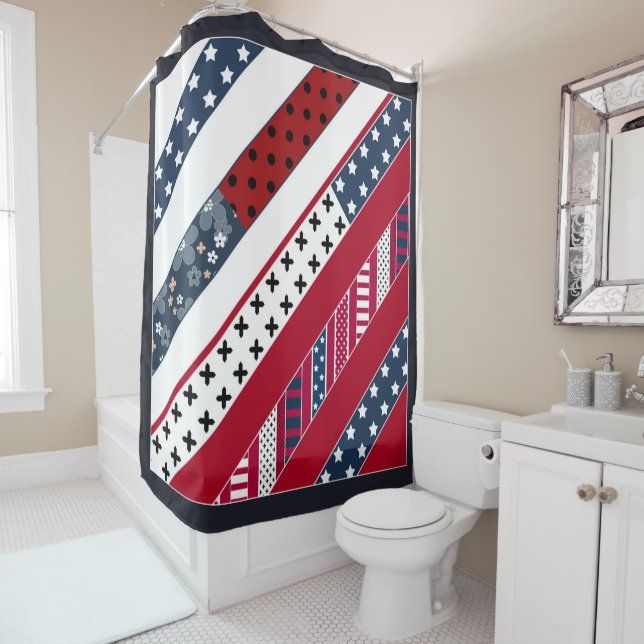Red blue white national Patriotic background . Shower Curtain (In Situ)