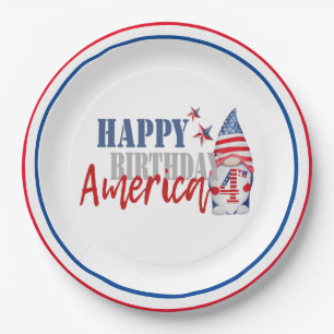 Red, Blue & White, Patriotic America USA Flag Paper Plate