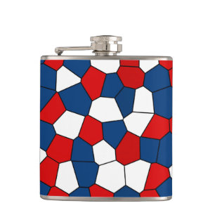 Red Blue White Pattern Hip Flask