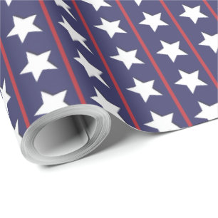 Red, Blue & White Stars and Stripes Wrapping Paper