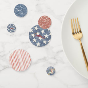 Red Blue White Stars Stripes Celebrate America Confetti
