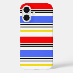 Red Blue White Stripes Design  iPhone 16 Case