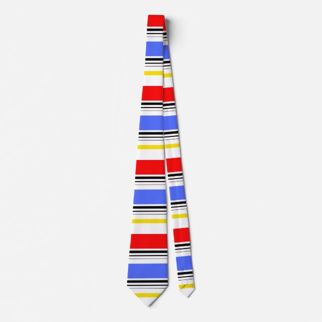 Red Blue White Stripes Design  Tie (Front)