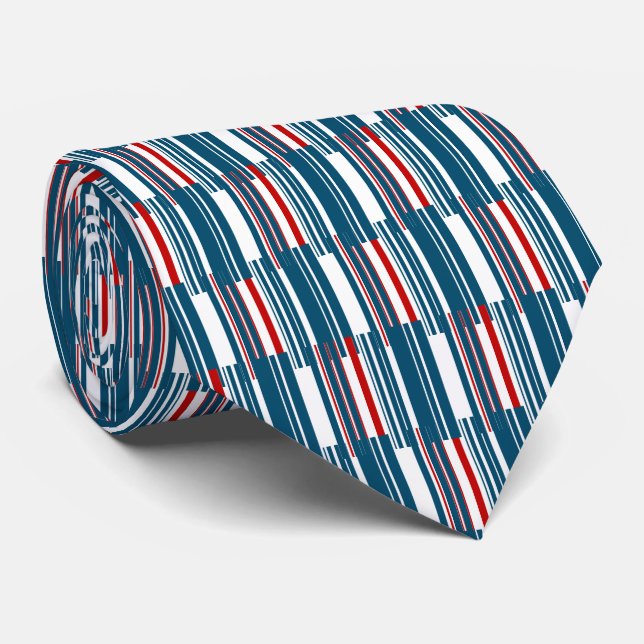 Red Blue White Stripes  Tie (Rolled)