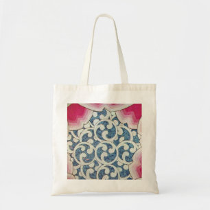 RED BLUE WHITE WAVES, ABSTRACT SWIRLS TOTE BAG
