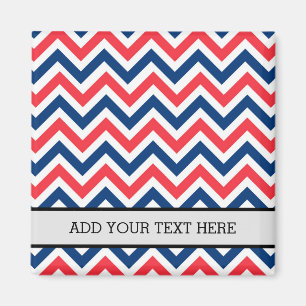 Red Blue White Zig Zag Lines Geometric Baseball Magnet